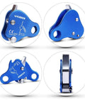 Climbing Ascender Belay Device Rope Grab For Rock Climbing And Mountaineering, Lightweight Magnesium Alloy Gear, blue, multiple angles