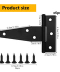 Product specifications of Heavy Duty T Strap Gate Hinges For Outdoor Doors Fences Barns And Sheds Black 12 Pack 3 Inch Durable Iron Hinges