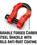 Off Road D Ring Shackles For Recovery, 68,000 Lbs Breaking Strength And 17,000 Lbs Working Load Limit, 7/8 Inch Pin And Washers