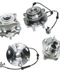 4WD Wheel Bearing Hub Assembly Set For Nissan Frontier And Pathfinder, 6 Lug With ABS, Front And Rear Hubs, Fits 2005 To 2019 Frontier And 2005 To 2012 Pathfinder 4x4 Models, Includes Replacement Part Numbers 515065 541003, Beefed Up 4x4 Upgrade