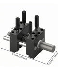 Compact Handheld Metal Vise With Multi Peg Holes For Precision Model Work And Desktop Clamping Projects, Durable Black Mini Bench Tool For Crafters, close-up of adjustable pegs and grip.