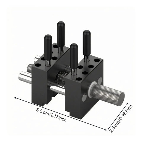 Compact Handheld Metal Vise With Multi Peg Holes For Precision Model Work And Desktop Clamping Projects, Durable Black Mini Bench Tool For Crafters, close-up of adjustable pegs and grip.