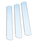 Three-pack of pro-grade throat plate inserts for Z.C.I. cabinet saw, visible from above, showcasing precision fit and easy install.