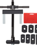 Universal Cylinder Liner Puller Tool Set for auto and diesel engines, includes pull plates for 75mm to 138mm cylinders, kit and case visible.