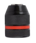 Side view of Go To Keyless Drill Chuck For Hand Drill And Impact Driver Half Inch Mount 20UNF Self Tightening Drill Press Adapter, black