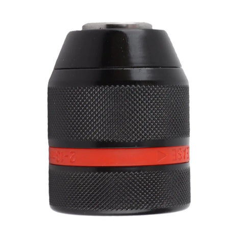 Side view of Go To Keyless Drill Chuck For Hand Drill And Impact Driver Half Inch Mount 20UNF Self Tightening Drill Press Adapter, black