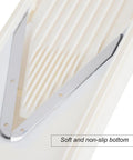 Close-up of V Shape Mandoline Slicer For Quick Safe Veggie Slicing And Grating With Non Slip Base And Hand Guard, showing blade detail