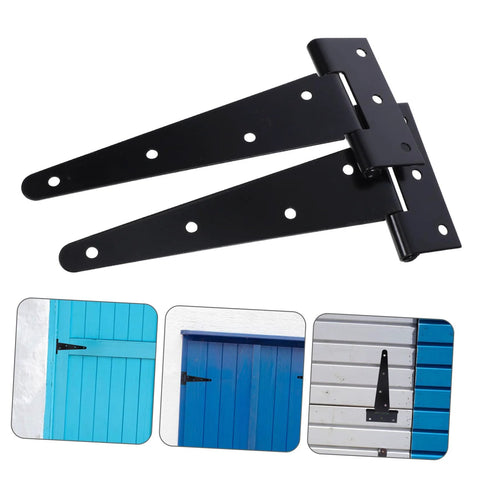 NAMOARLY heavy-duty gate hinge, two-arm slotted design, black metal for wooden or vinyl gates
