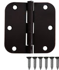Oil Rubbed Bronze Interior Door Hinges 3.5 By 3.5 Inches With Five Eighth Inch Radius Corners, Removable Pins, screws included