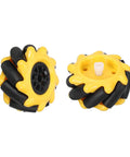 MECCANIXITY 2-pack Mecanum wheels set, yellow with black rollers, 60mm ABS rubber for omnidirectional robot cars