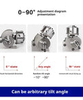 0-90 degree adjustment diagram for Built Tough 4 Inch Indexing Head For Milling Machines displaying tilt angles.
