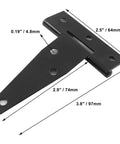 Diagram of Six Pack Of 3 Inch Black T Strap Shed Hinges Heavy Duty Gate Strap Hinges For Barn Doors Sheds Or Wooden Fences