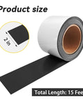 Dry Erase Magnetic Tape Roll 2 Inch By 15 Feet Reusable Label Strips No Glue No Residue, showing rolled tape with dimensions