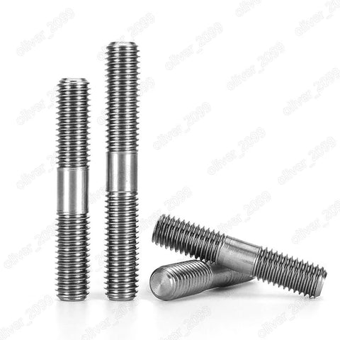 Five titanium GR2 double-ended studs with threads on both ends