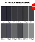 Heavy Duty Silicon Carbide Sanding Sheets In 120 150 180 And 240 Grit Sizes Wet Or Dry For Wood Metal Cars Auto Bodywork Trim Custom Cut - 24 different grit samples
