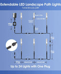 Diagram of Outdoor Pathway Light Set With 570 Lumen LED Lights 6 Pack Plug In 12V Low Voltage Landscape Lighting Extendable