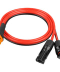 Coiled Beefed Up Solar Panel Extension Cable 3ft 10AWG XT60i with tinned copper wire and PVC jacket, connectors visible