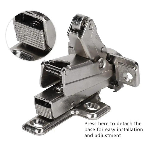 Close-up of Soft Close Concealed Cabinet Hinges 175 Degree Swivel For Kitchen Cabinets, detachable base, iron copper finish
