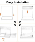 L Shaped Under Sink Organizer Featuring Smooth Operator Glides And Pipe Friendly Layout That Fits Snug In Tight Corners While Boosting Storage Capacity Straight Up installation guide with four assembly steps.