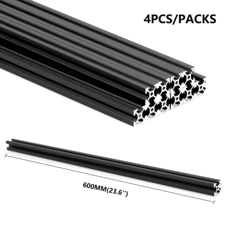 1010 Aluminum Extrusion T Slot 600mm Black 4 Pack European Standard 10x10 Aluminum Profile in stacked view