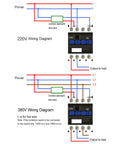 220V and 380V wiring diagrams for Pro Grade Heavy Duty AC Contactor 18A DIN Rail Mount Normally Open Electric Motor Starter With Pure Copper Coil