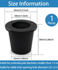 Silicone Patio Umbrella Hole Ring Cone Wedge Plug Stabilizer Sleeve For Two To Two And A Half Inch Table Hole And One And A Half Inch Pole Adapter Black