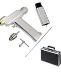 Pro Ready Veterinary Cannulated Bone Drill Running Smooth With Variable Speed Control And Kirschner Needle Compatibility Packaged In A Built Tough Aluminum Case With Included Heavy Duty Battery For Zero Hassle Clinic Work - drill, battery, and case.