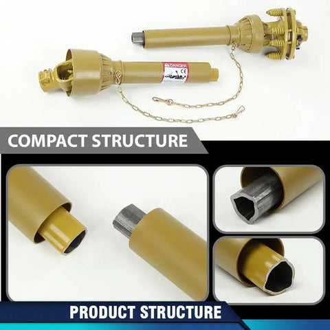 Heavy Duty PTO Drive Shaft With 6 Spline Ends And 1 3 8 Inch Fit, Series 4 Tractor Driveline Built For Rough Farm Work, Tough As Nails Slip Clutch, 20CrMnTi Steel U Joint And Heavy Q345 Tube For Agricultural Machinery, compact tractor driveline parts