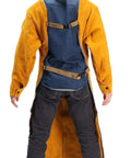 Back view of Leather Welding Apron With Sleeves And Heavy Duty Jacket For Men Flame Resistant Welder Gear 45 Inch Heat Shield Apron