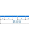 Solid As A Rock Blue Anodized Aluminum T Track Bundle With Wood Screws 48 Inches By Three Quarters Wide, detailed dimensions and screw hole layout.