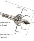 Close-up of 100-grain screw-in arrowhead with claw tips from 12 Pack 100 Grain Small Game Broadheads With Judo Points And Hammer Style Tips Mixed Set