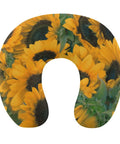 Custom U Shaped Pillow With Personal Photo Text Print Personalized Memory Foam Neck Pillow For Travel And Nap Comfort In Plane Car Home And Office Create Your Own Design with sunflower print
