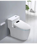 Next Level Smart Toilet Cover Featuring Heated Bidet Spray And Auto Open Close Lid Wireless Remote Bathroom Essential Fits Standard Bowls Heavy Duty Knockout Comfort, side view with remote control.