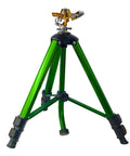 Impact Sprinkler On Tripod Base With Brass Head, 360 Degree Coverage, Heavy Duty Three Quarter Inch Connector For Big Yards