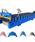 Pro Level Corrugated Metal Roof Tile Roll Forming Machine Built For Lightning Fast Dual Layer Sheet Production with control panel and sample tiles