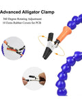 Flexible Third Hand Soldering Tool For Circuit Boards With Adjustable Gooseneck Handy 360 Degree Rotating Alligator Clips showing clamp detail