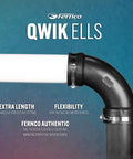 2 Inch Flexible PVC DWV 90 Degree Elbow With Optional 1.5 Inch Reducer Bushing For Cast Iron Steel And Plastic Pipe Connections Perfect For Drain Fix And Reno Jobs Long Reach Pro Approved black flexible PVC elbow on pipe