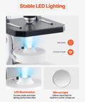 Close-up of LED lighting feature on Kids And Adults Microscope With 40X To 2000X Magnification, highlighting stable light source.