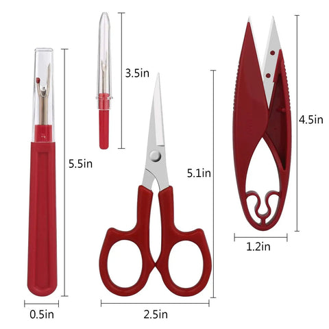 Sewing Seam Ripper Kit With Two Large And Two Small Rippers, Thread Snips And 5 Inch Scissors, Quick Stitch Remover Set