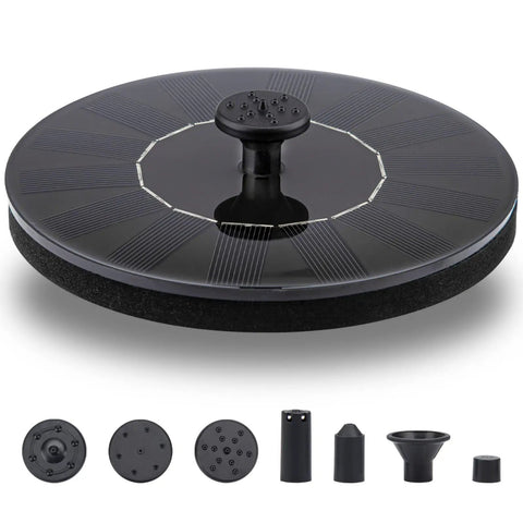 Solar Fountain Pump 1.5W Upgraded Submersible Water Panel Kit with 4 Nozzles for Bird Bath Small Pond Garden And Lawn