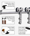 16ft Barn Door Hardware Sliding Track Kit Stainless Steel Heavy Duty For Double Wood Doors With Y Shape Hangers