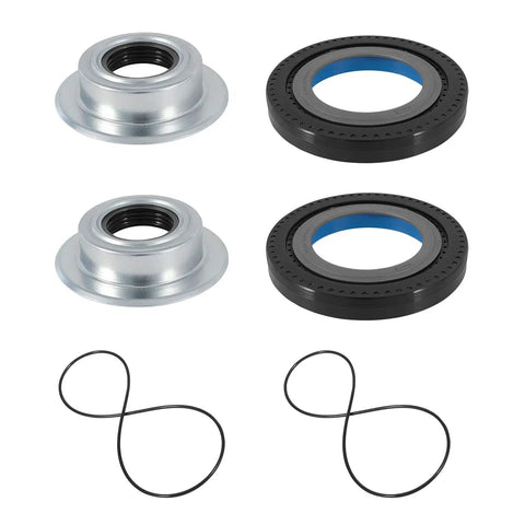 Rock Solid Front Axle Knuckle Vacuum Seals And Hub O Rings With Tube Dust Seal Kit For Ford Super Duty Heavy Haulers and Dana Super Sixty Four By Four Trucks Built To Last, showing seal components and O-rings.