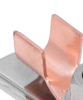 Close-up of the brass nose of Rock Solid Heavy Duty Magnetic Welding Ground Clamp With Massive Arch Plate for Stable Electric Grounding At 300 Amps No Tape Needed Iron And Brass Build.
