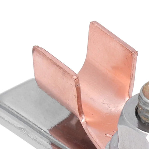Close-up of the brass nose of Rock Solid Heavy Duty Magnetic Welding Ground Clamp With Massive Arch Plate for Stable Electric Grounding At 300 Amps No Tape Needed Iron And Brass Build.