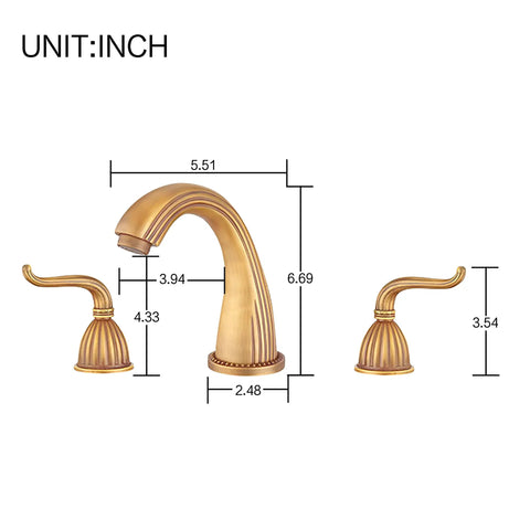 Antique Brass Two-Handle Three-Hole Bathroom Sink Faucet With Drip-Free Solid Brass Construction Hot And Cold Water Mixing Classic Vanity Tap Matching Metal Pop-Up Drain Assembly For Easy Install