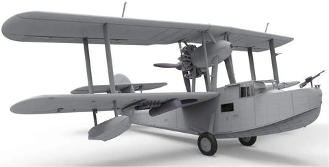 1:48 Scale Supermarine Walrus Mk I Model Airplane Kit Gift Set for Adults and Kids 14 and Up Dope WW2 Military Aircraft Models Skill Level 3 Ideal for Collectors and Hobbyists, showing detailed biplane structure on landing wheels.