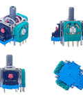 Close-up of 4 Pack Replacement Analog Joysticks For PS4 DualShock 4 Wireless Controllers showing 3D thumbstick rocker sensors