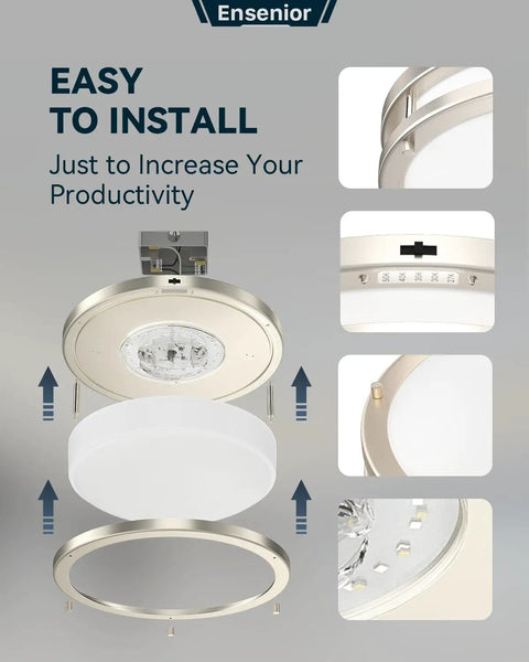 Installation steps for 10 Inch LED Flush Mount Ceiling Light With Dimmable Glass Shade And 5 CCTs 2700K To 5000K Brushed Nickel