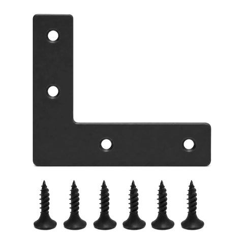 Heavy Duty L Corner Braces 10 Pack With Screws, 1.50 x 2.56 x 0.12 Inch Right Angle Brackets with six screws visible