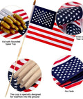 12x18 Inch American Flags Pack Of 12 With Spear Top On Sticks For Memorial Day And Fourth Of July Outdoor Decor Hand Held Flag Set 30 Inch Pole When Joined Built For Parade Ready Displays